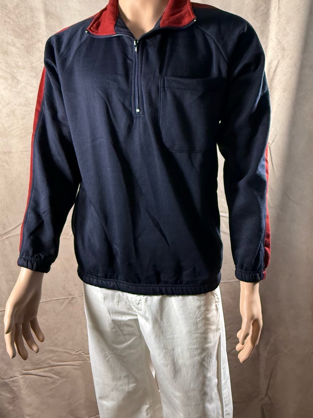 Haband Navy Pullover with Red Trim